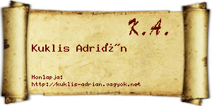 Kuklis Adrián névjegykártya