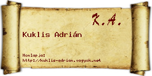Kuklis Adrián névjegykártya